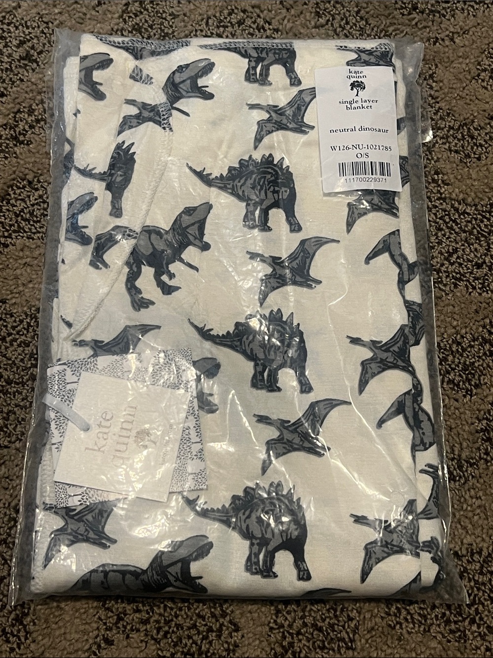 KATE QUINN Neutral Dinosaur 🦕 Single Layer Blanket OS -NWT